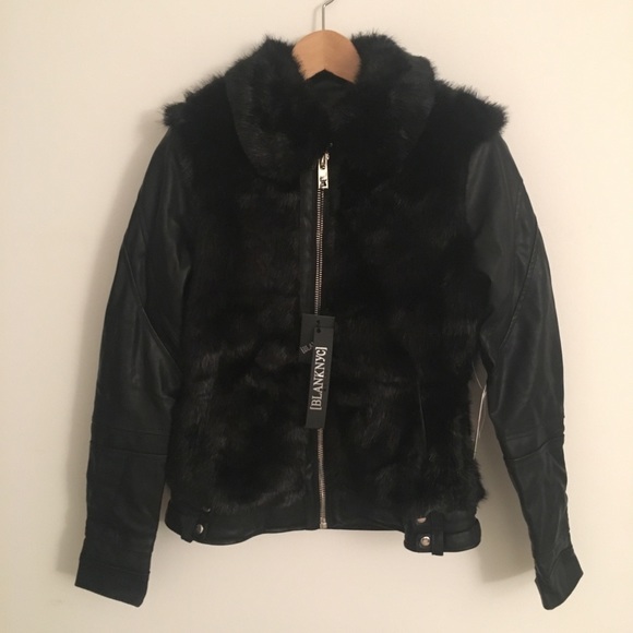 Blank NYC Jackets & Blazers - [DONATED] Blank NYC Faux Leather Fur Moto Jacket